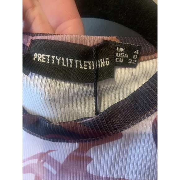 Pretty Little Thing Marble Print Rib Racer Neck Dress - Sz 4 - Picture 3 of 3